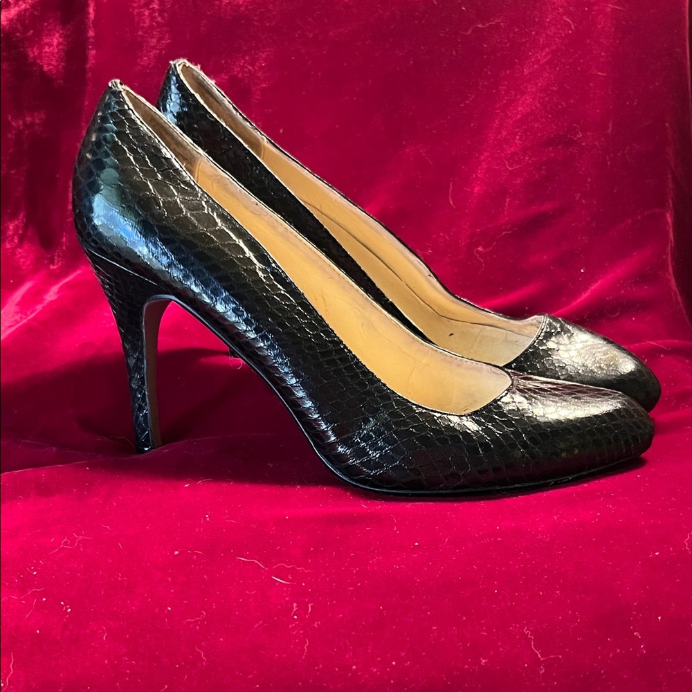 Max Studio Black Snakeskin Heels
